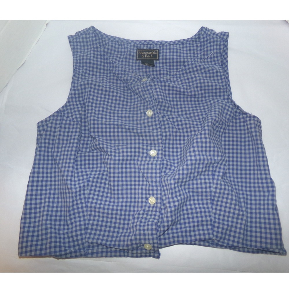 Abercrombie & Fitch Blue Gingham Sleeveless Vintage Crop Top Womens Med